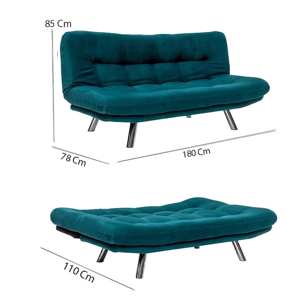 Misa Small Sofabed - Petrol Green