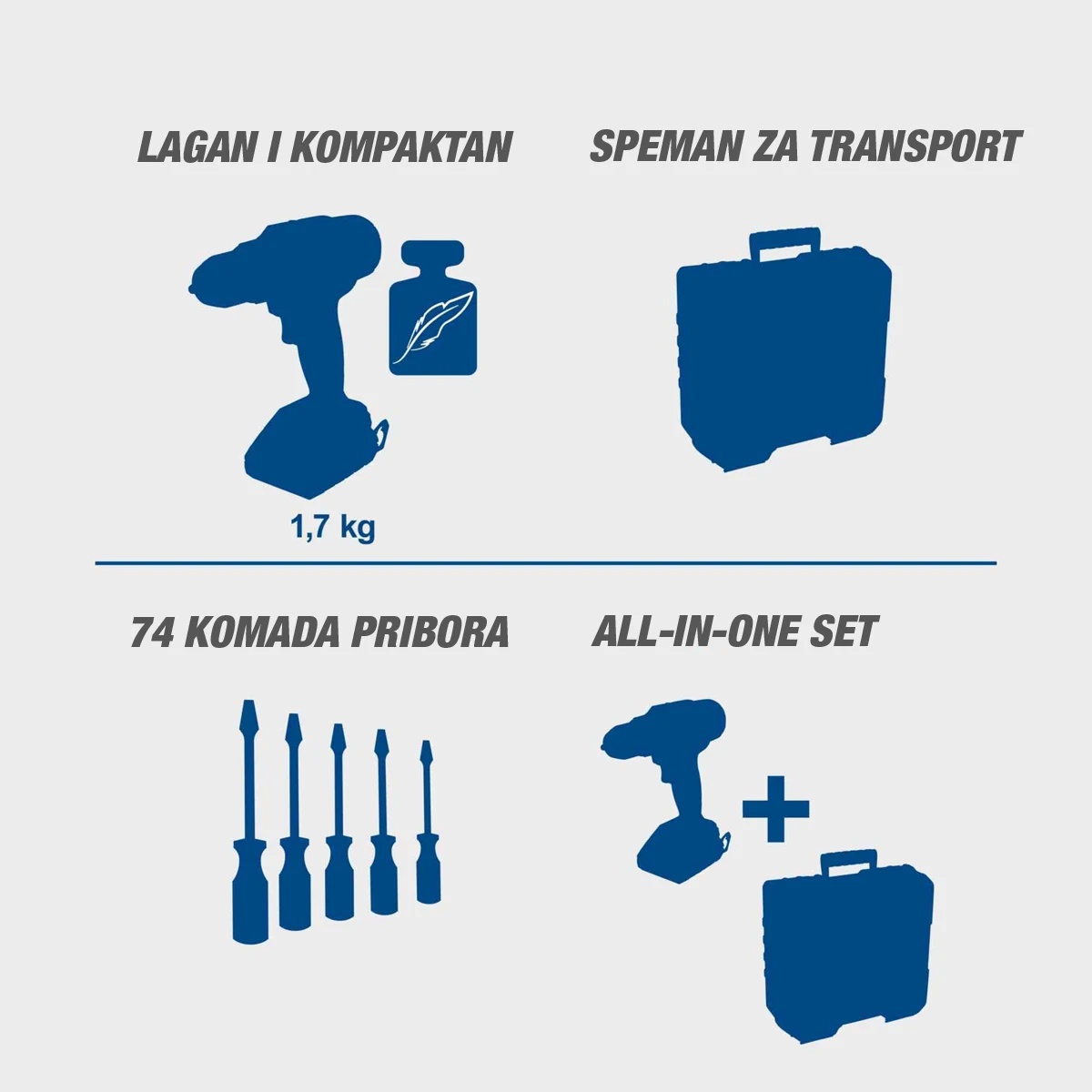 Scheppach aku bušilica odvijač sa 74 komada pribora IXES C-DTB74/1-X –Set