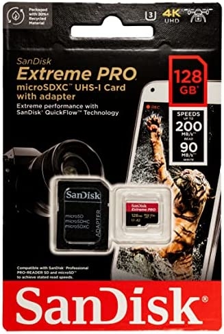 SanDisk SDXC 128GB Micro Extreme Pro 200MB/s A2 C10 V30 UHS-I US+Ad