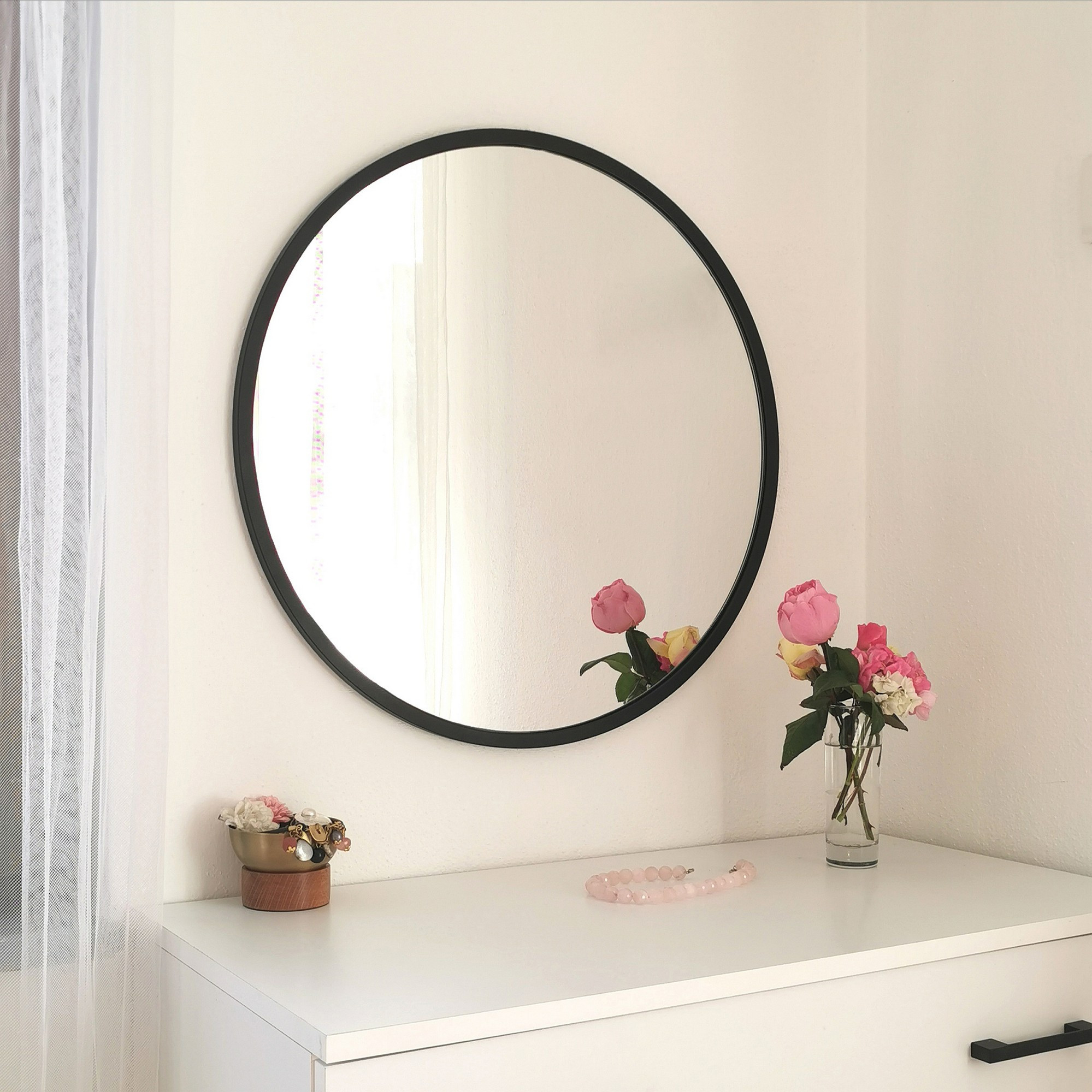 Siyah Metal Çerçeve Yuvarlak Ayna A710 Black