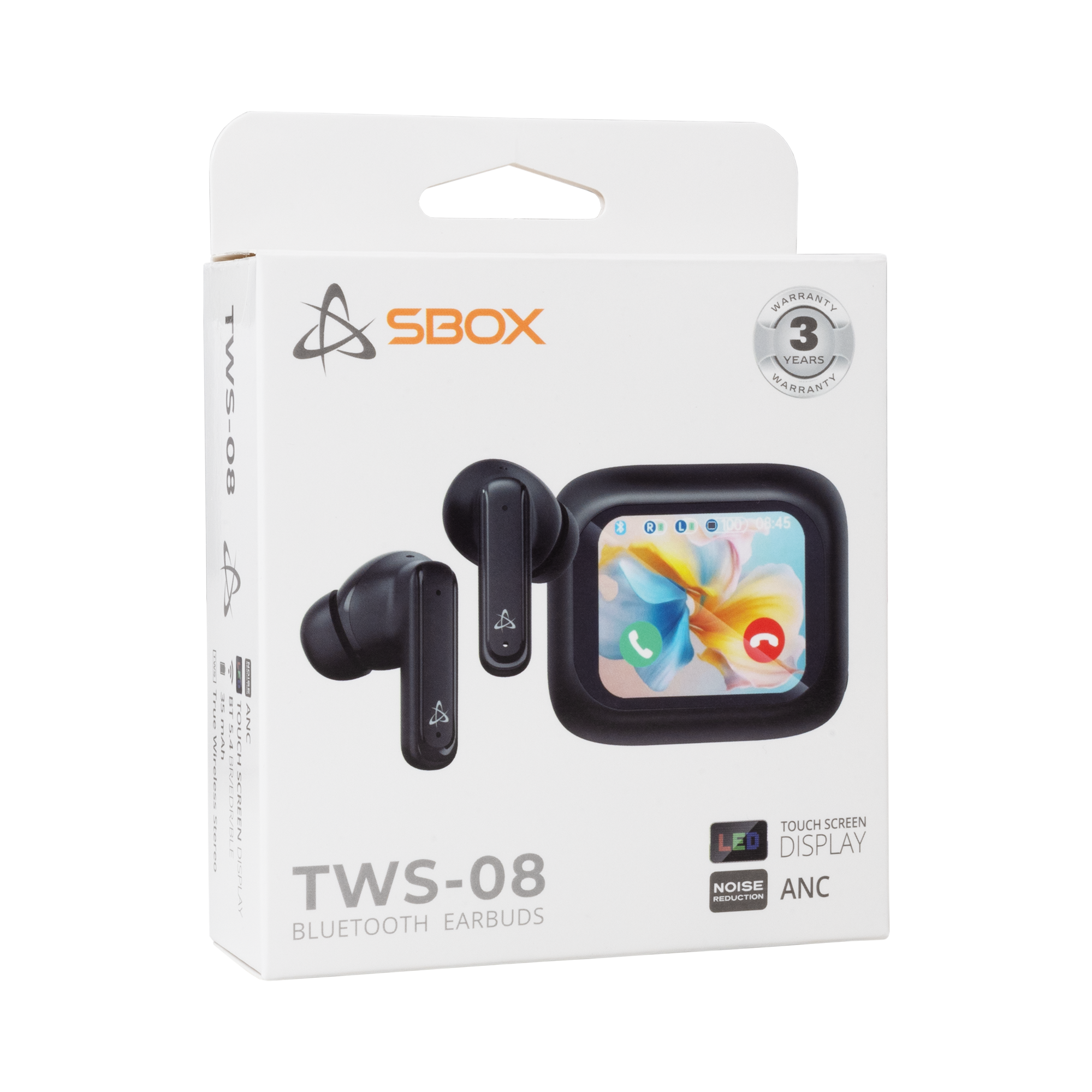 S BOX EB TWS08 Black, ANC Touch Display