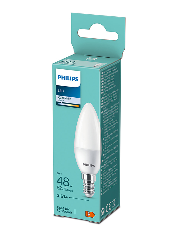 PS777 Philips LED sijalica 6W (48W) B35 E14 CW 4000K FR ND 1PF/12-DISC