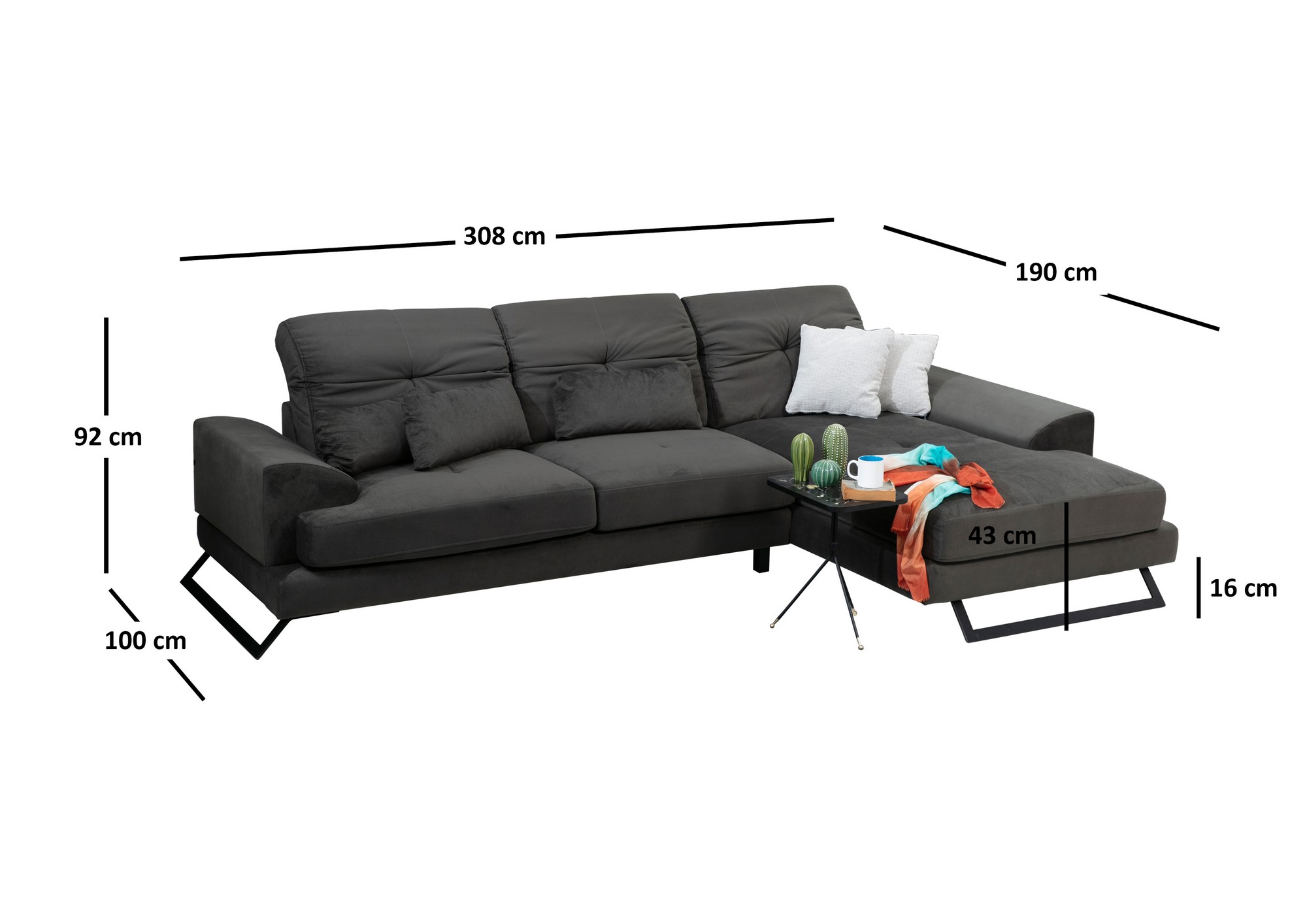 Frido Corner Right (L3+Chl) Anthracite