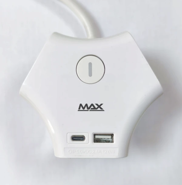 Produžni kabl sa prenaponskom zaštitom sa 3 utičnice MAX MPS-03UG-3M/3m/USB portovi(USB A + USB C )
