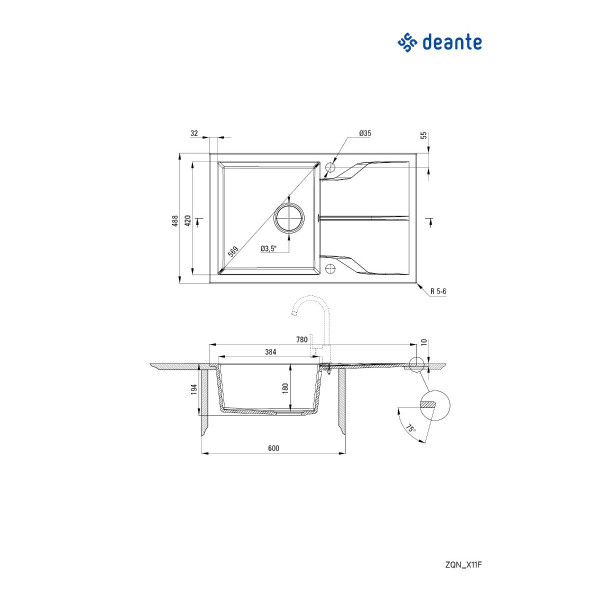 Deante Sudopera Andante Flush 78/MGRA/0 ZQN G11F
