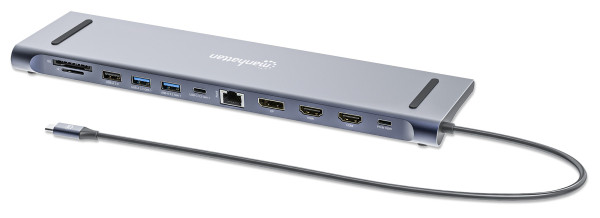 Docking station Manhattan 12in1 USB-C 100W-2xHDMI/DP/GLAN/3xUSB/USB-C 190305