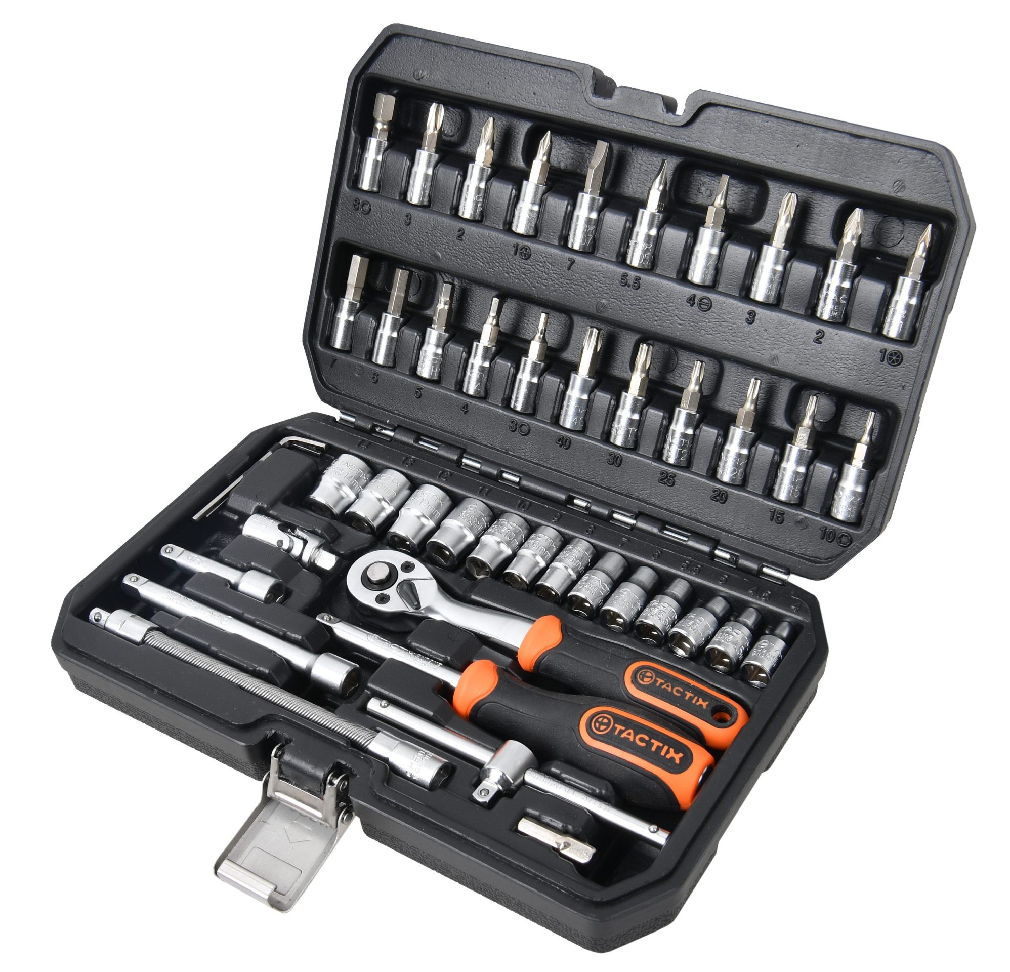 TACTIX Set 46 del. nasadnih ključeva sa čegrtaljkom 1/4" HEX/mm