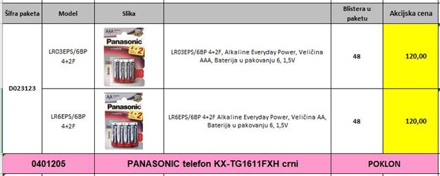 PANASONIC baterije + Telefon