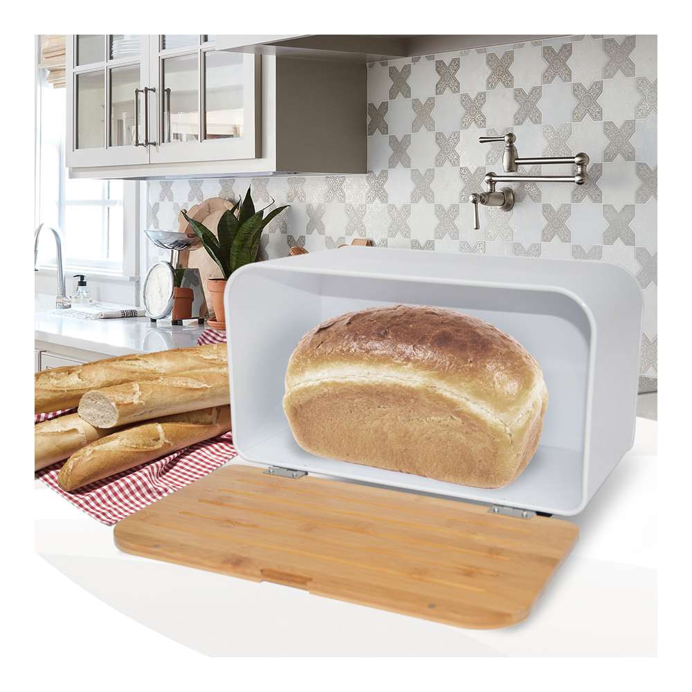 MAESTRO MR1770W KUTIJA ZA HLEB 35x21x21CM DRVO-METAL BELA