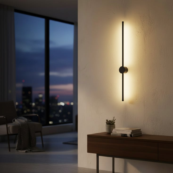 Crna zidna LED lampa 12W 3000K IP20