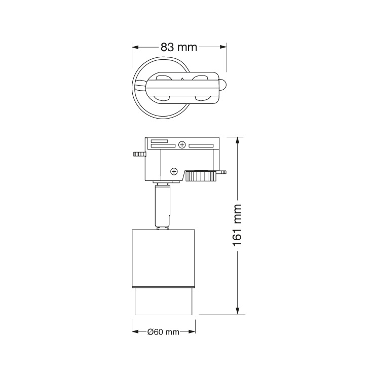 OSRAM BEAM crni monofazni šinski reflektor 6W
