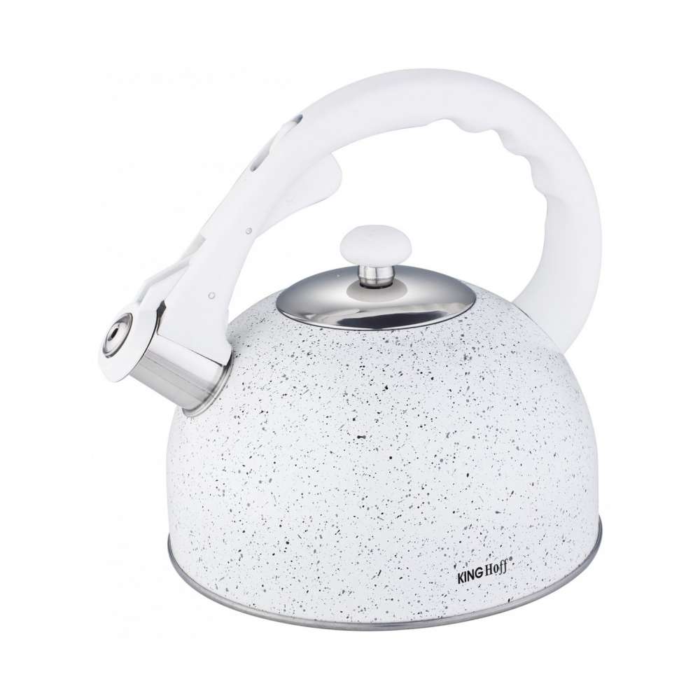 KINGHOFF KH1407 ČAJNIK SA ZVIŽDUKOM BELI MERMERNI 2,6L