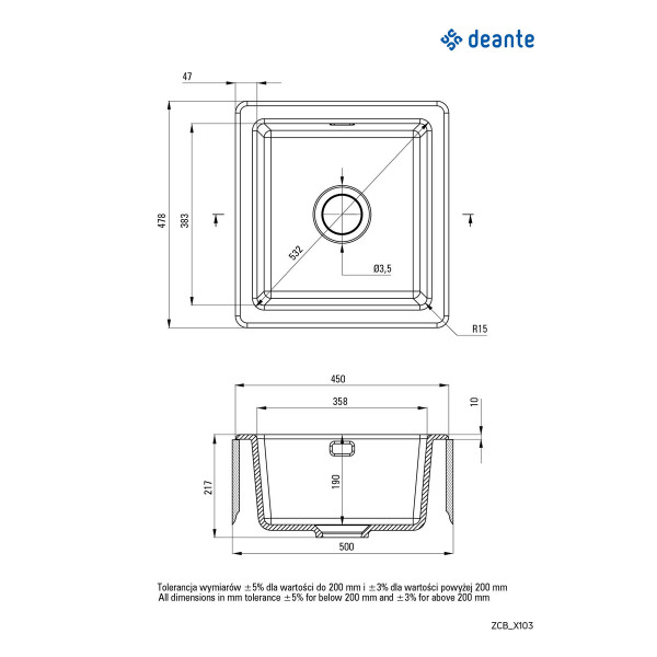 Deante sudopera Sabor 45/BL