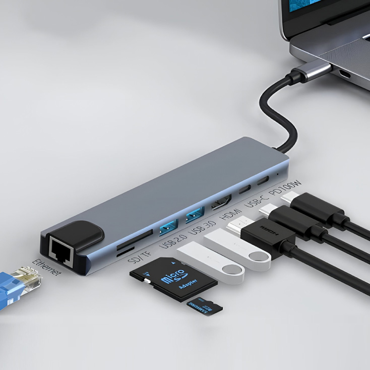 8u1 USB HUB sa HDMI, LAN, USBA, PD, TF/SD