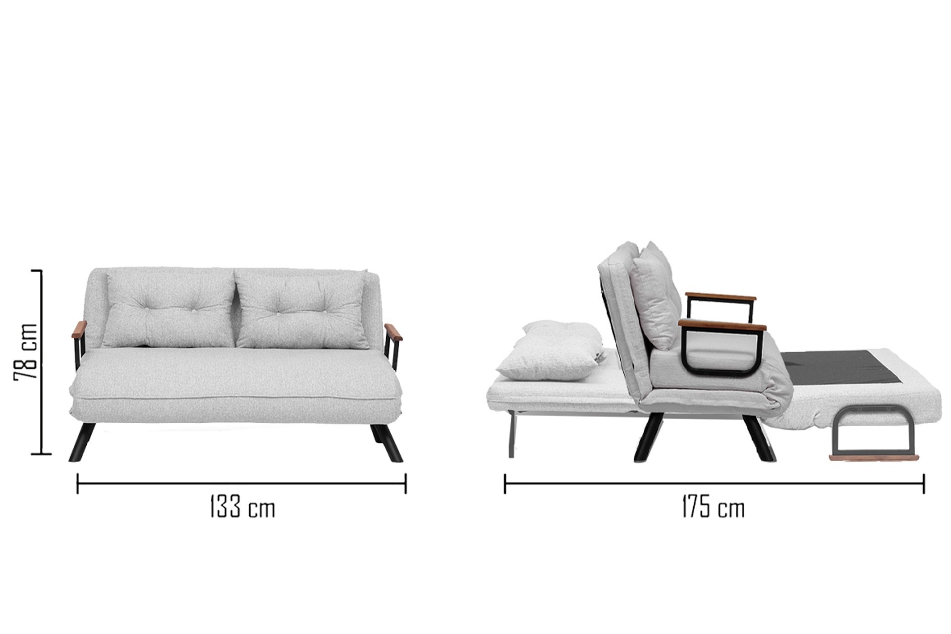 Sando 2-Seater - Teddy Fabric - Grey