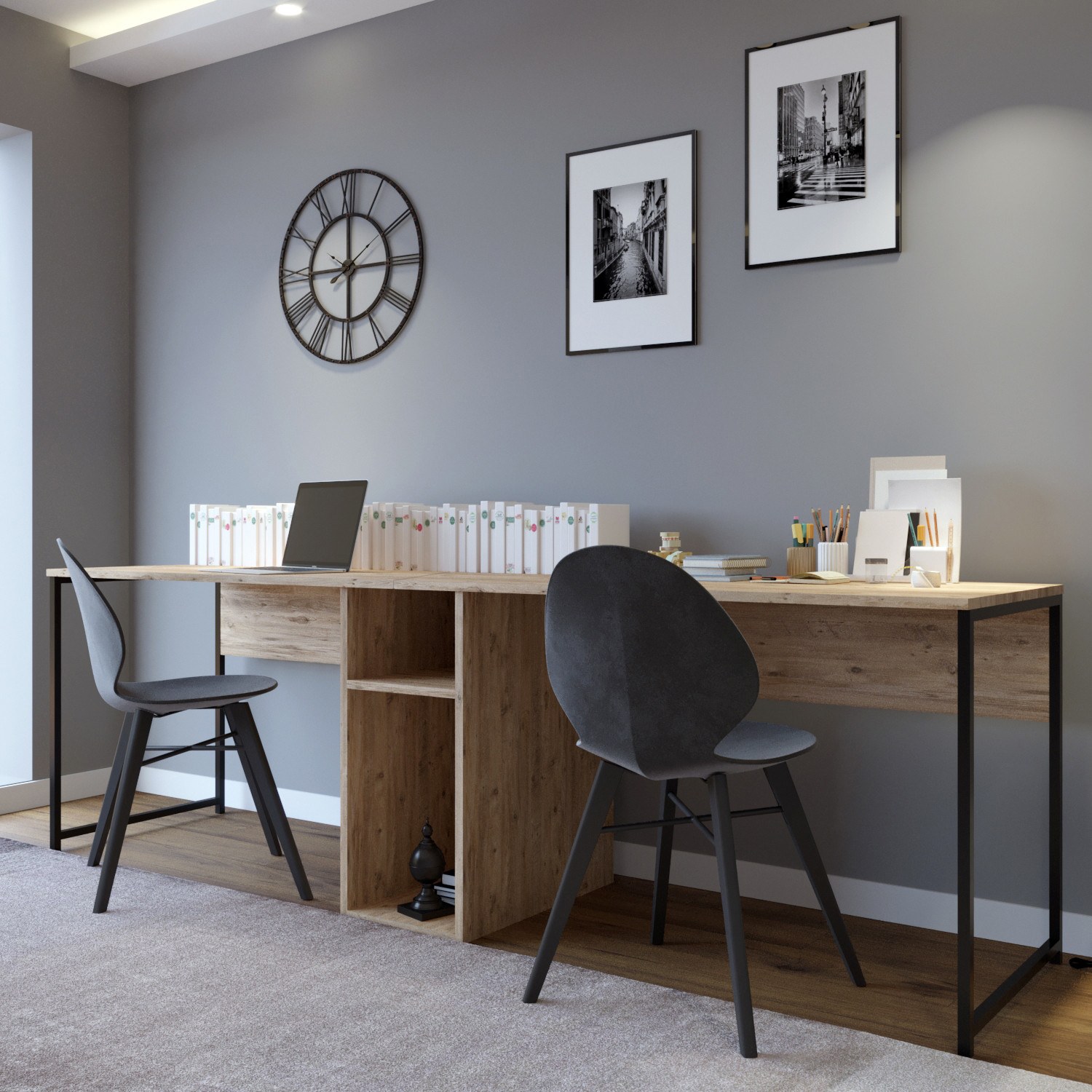 Ikili Calisma Masasi L196 Atlantic Pine Black