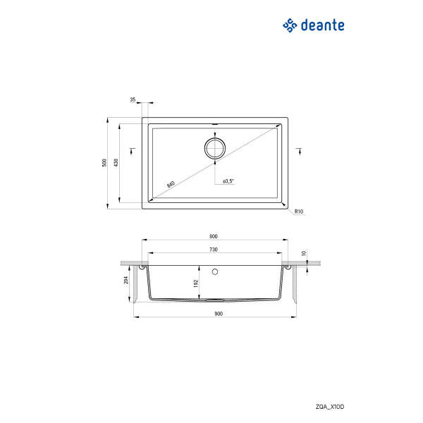 Deante Sudopera Corda Undermount 80/MGR ZQA S10D