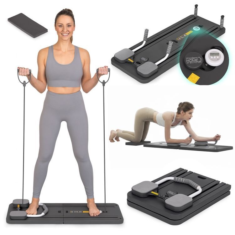 Višenamenska pilates reformer daska, sklopiva, sa LCD ekranom i ekspanzerima, ModernHome