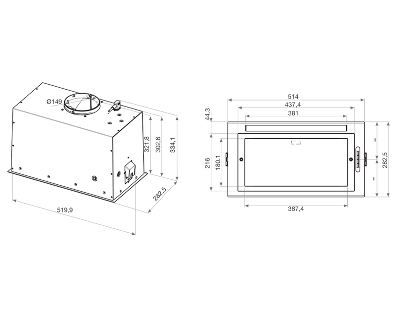 WCT3 63F L ugradni aspirator