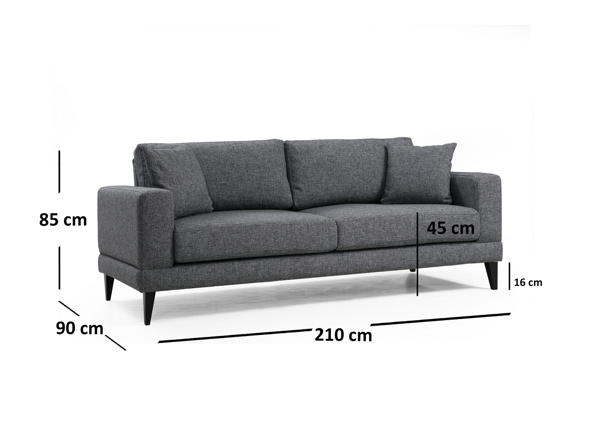 Nordic 3 Seater Dark Grey