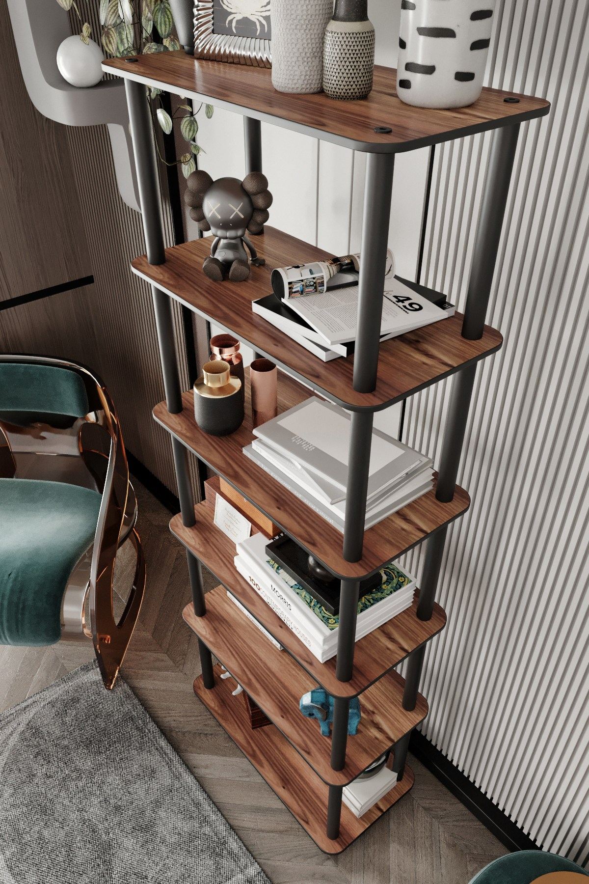 Bookcase 6 Rect - Walnut