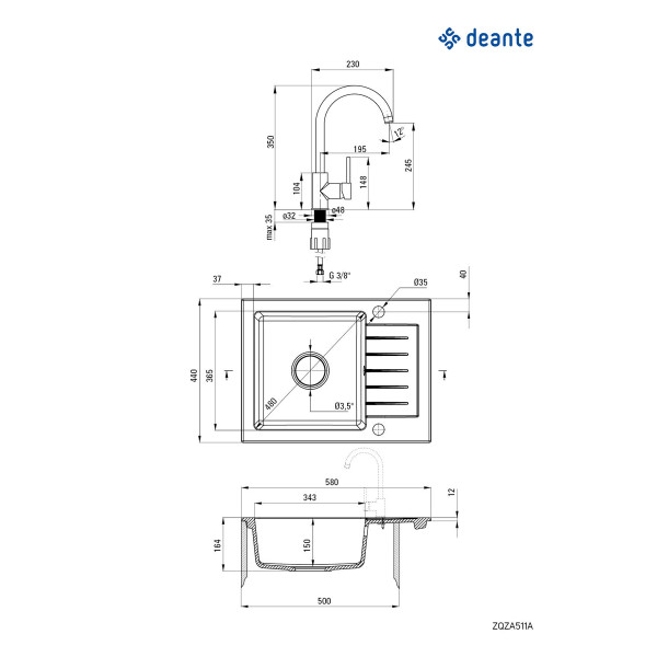 Sudopera ZQZ T11A + Slavina BEN T62M-ZQZAT11A