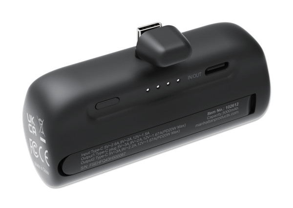 Powerbank Manhattan 102612 5000mAh 20W/Black/USB-C