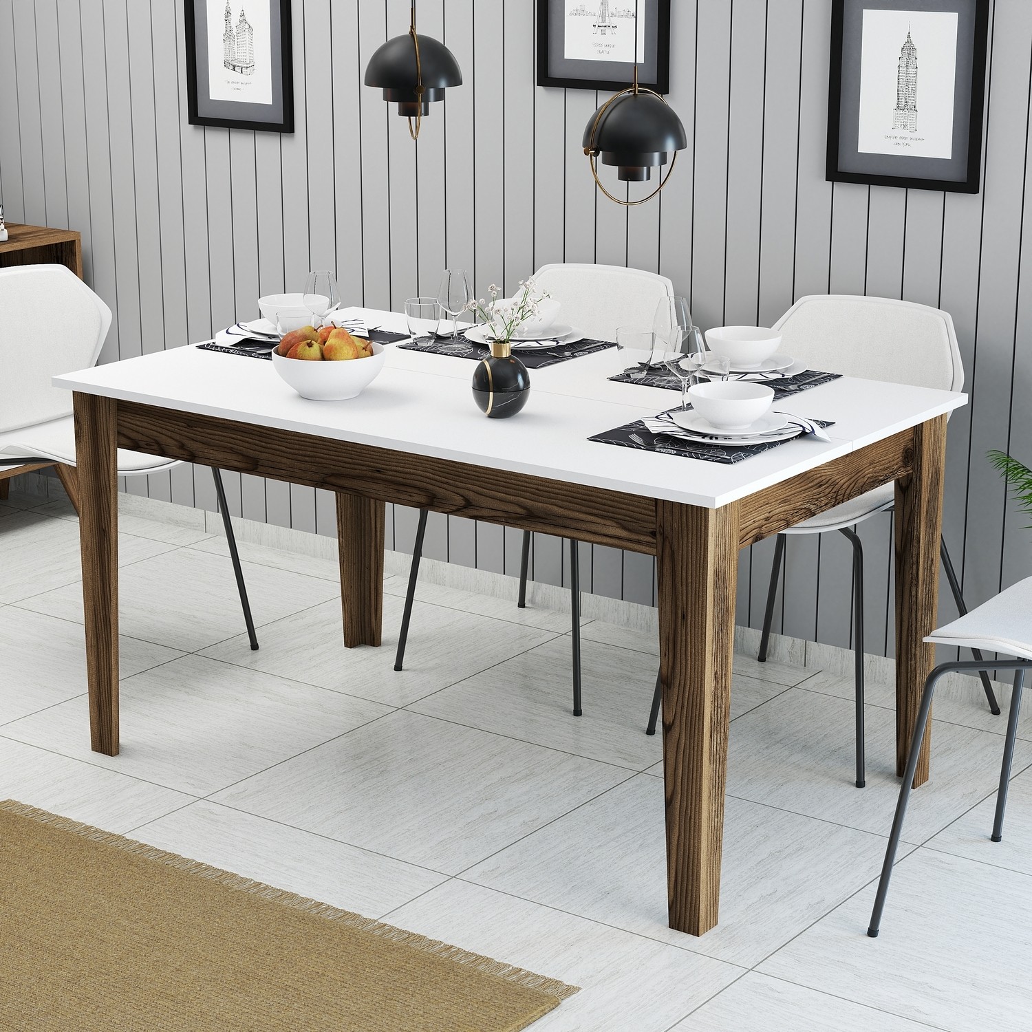 Milan 514 - Walnut, White Walnut White