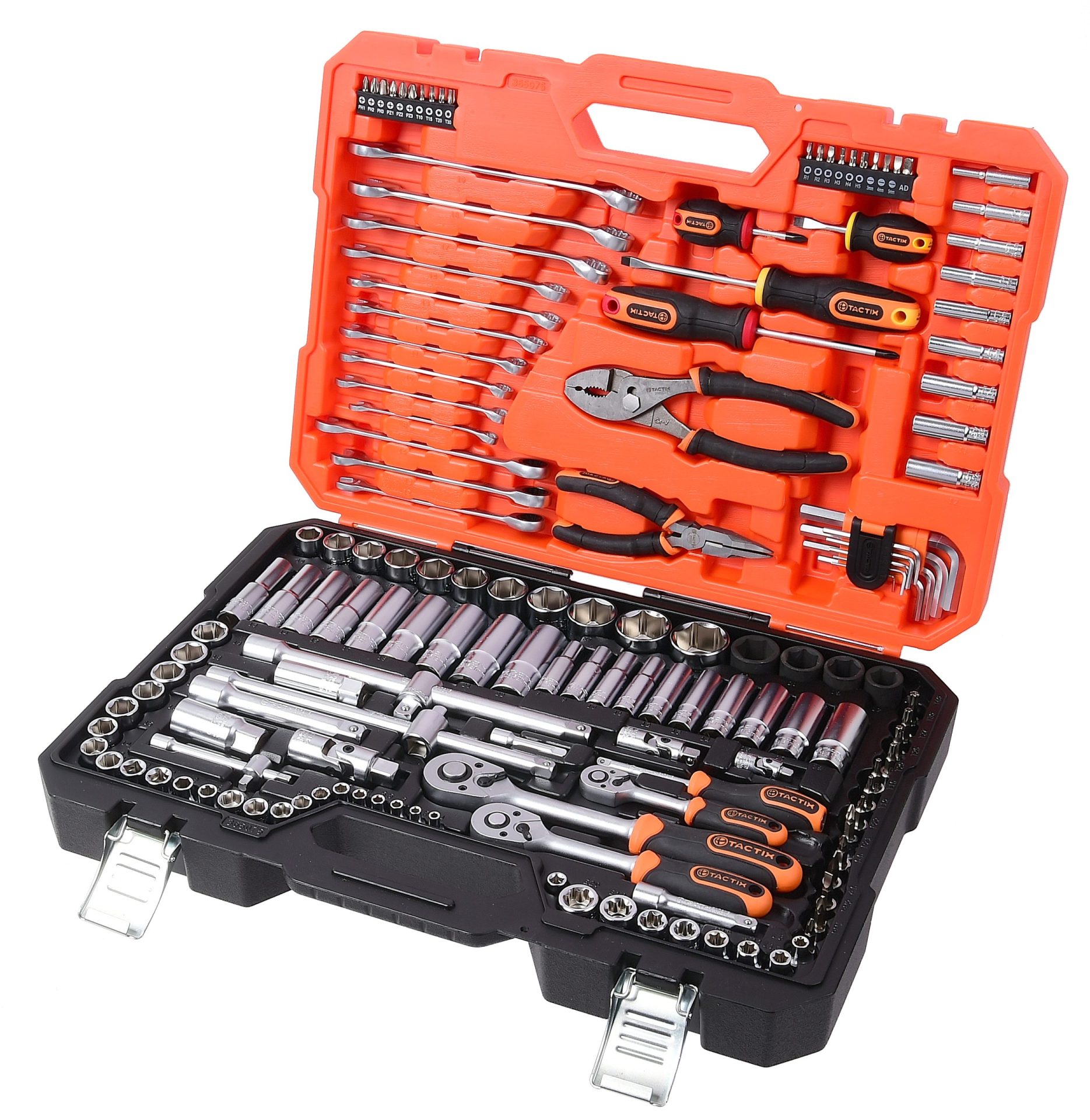 TACTIX Set 154 del. nasadnih ključeva (1/4, 3/8, 1/2)"sa čegrtaljkama 1/4" i 3/8" HEX/mm/col"