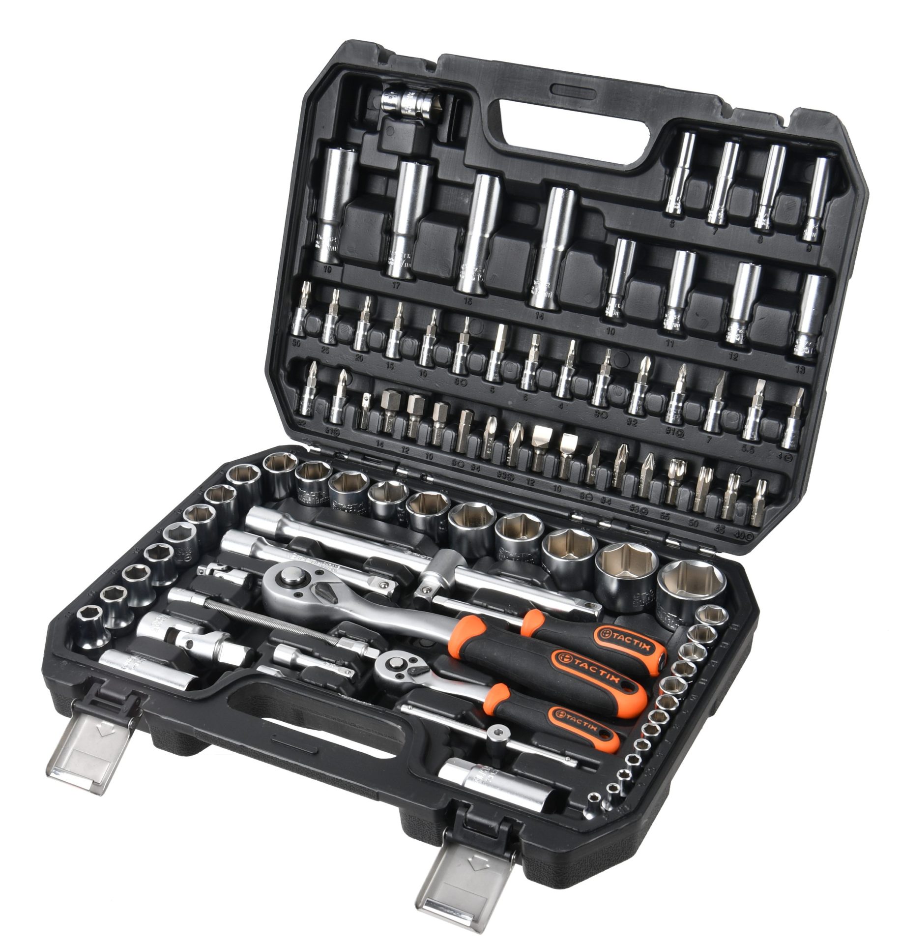 TACTIX Set 94 del. nasadnih ključeva sa čegrtaljkama 1/4" HEX/mm i 1/2" HEX/mm