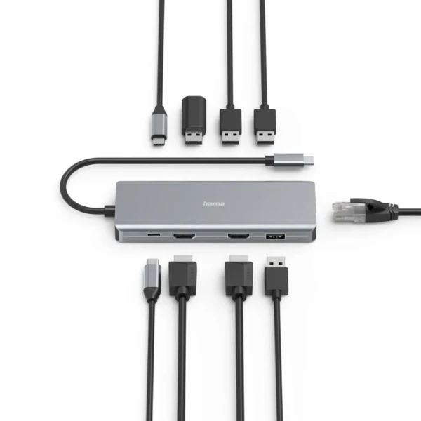 USB Hub 9 porta Hama/2 x HDMI/USB-A/USB-/ LAN/RJ-45