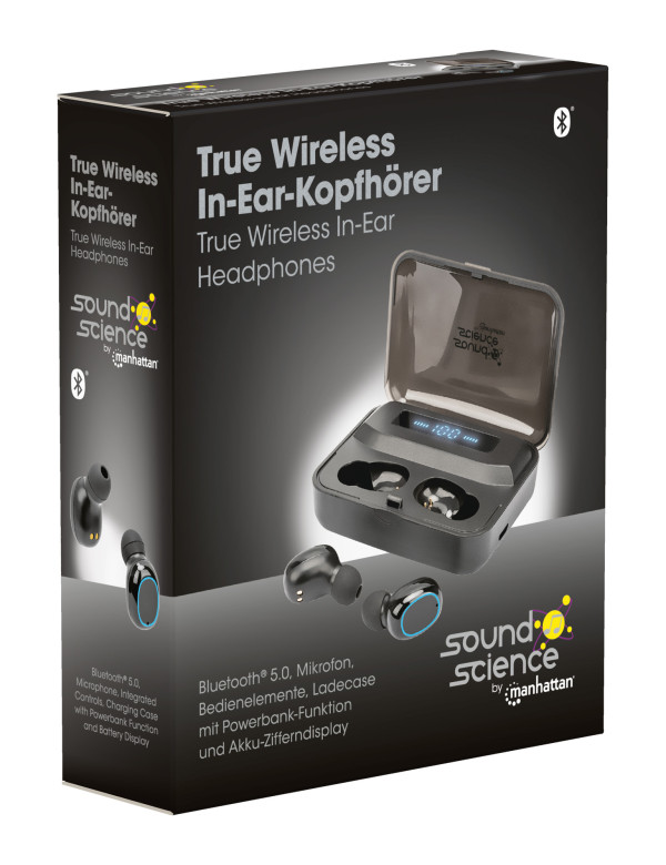 Slušalice TWS Manhattan 180382 Bluetooth 5.0 crne