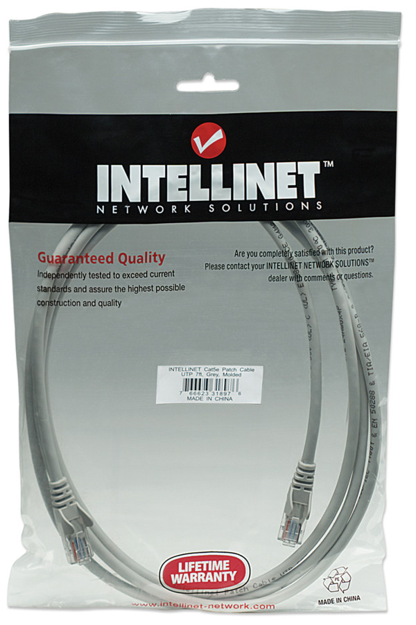 LAN UTP kabl intellinet 334129 Cat6 CCA//Sivi/3m