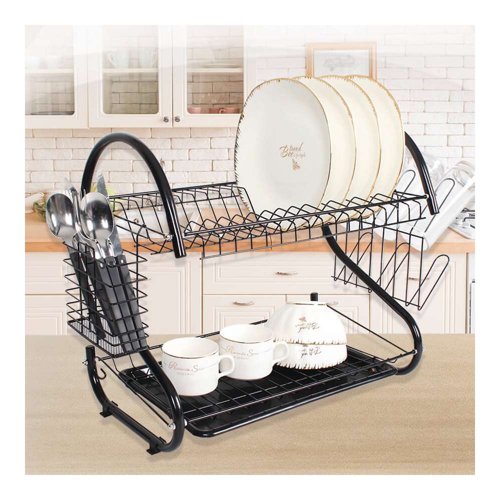 MAESTRO MR1025-38B OCEĐIVAČ ZA SUDOVE 2 NIVOA 38CM HROMIRANI CRNI