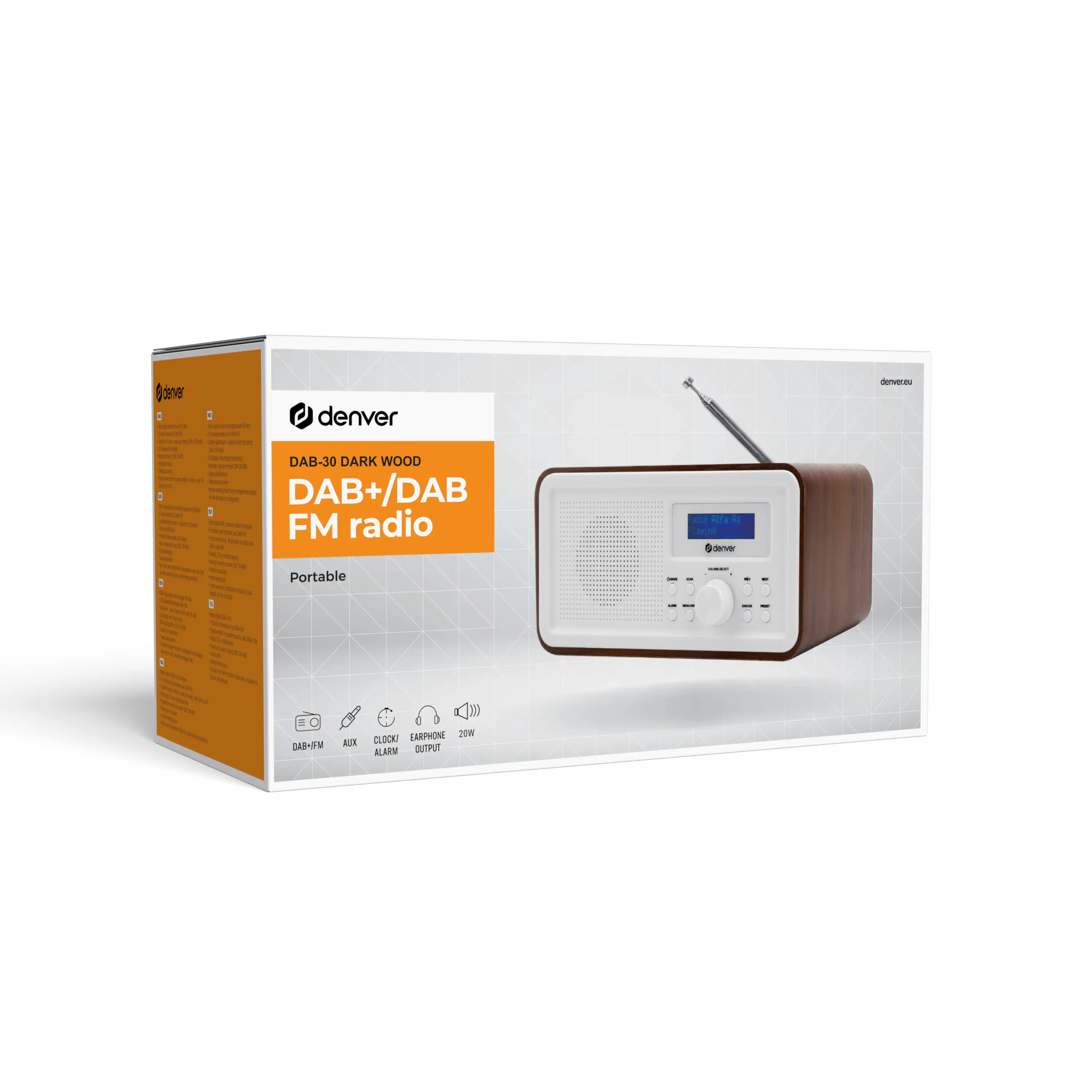 DENVER radio fm DAB-30DW DARKWOOD