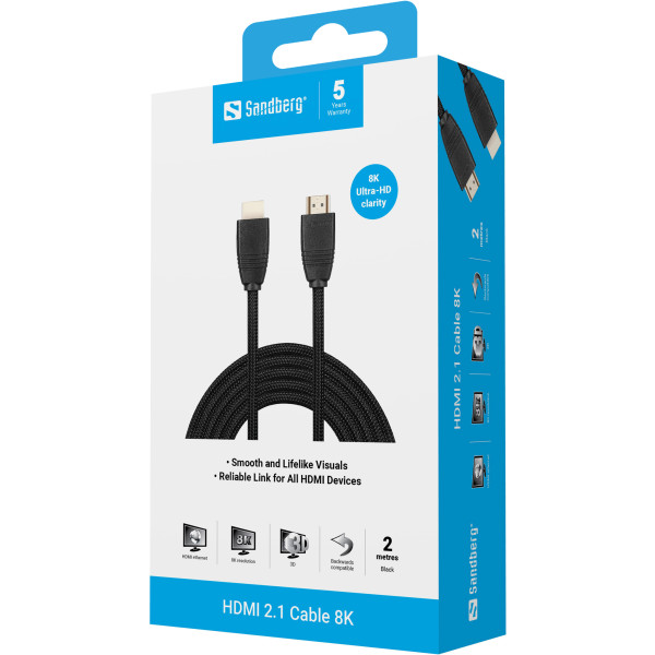 Kabl Sandberg 509-14 HDMI na HDMI M/M 2.1 8K 2m