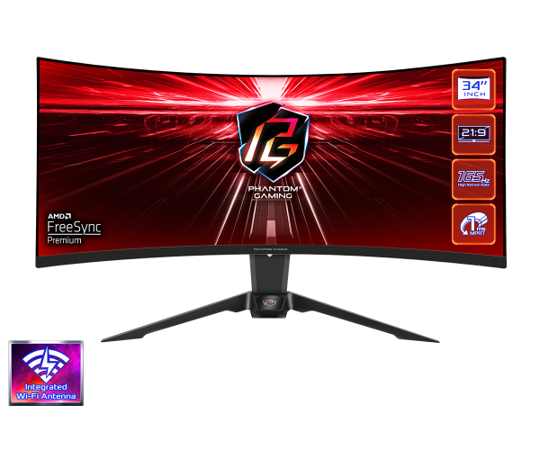 Monitor 34" AsRock PG34WQ15R2B VA 3440x1440/165Hz/1ms/HDMIx2/DP/zvučnici