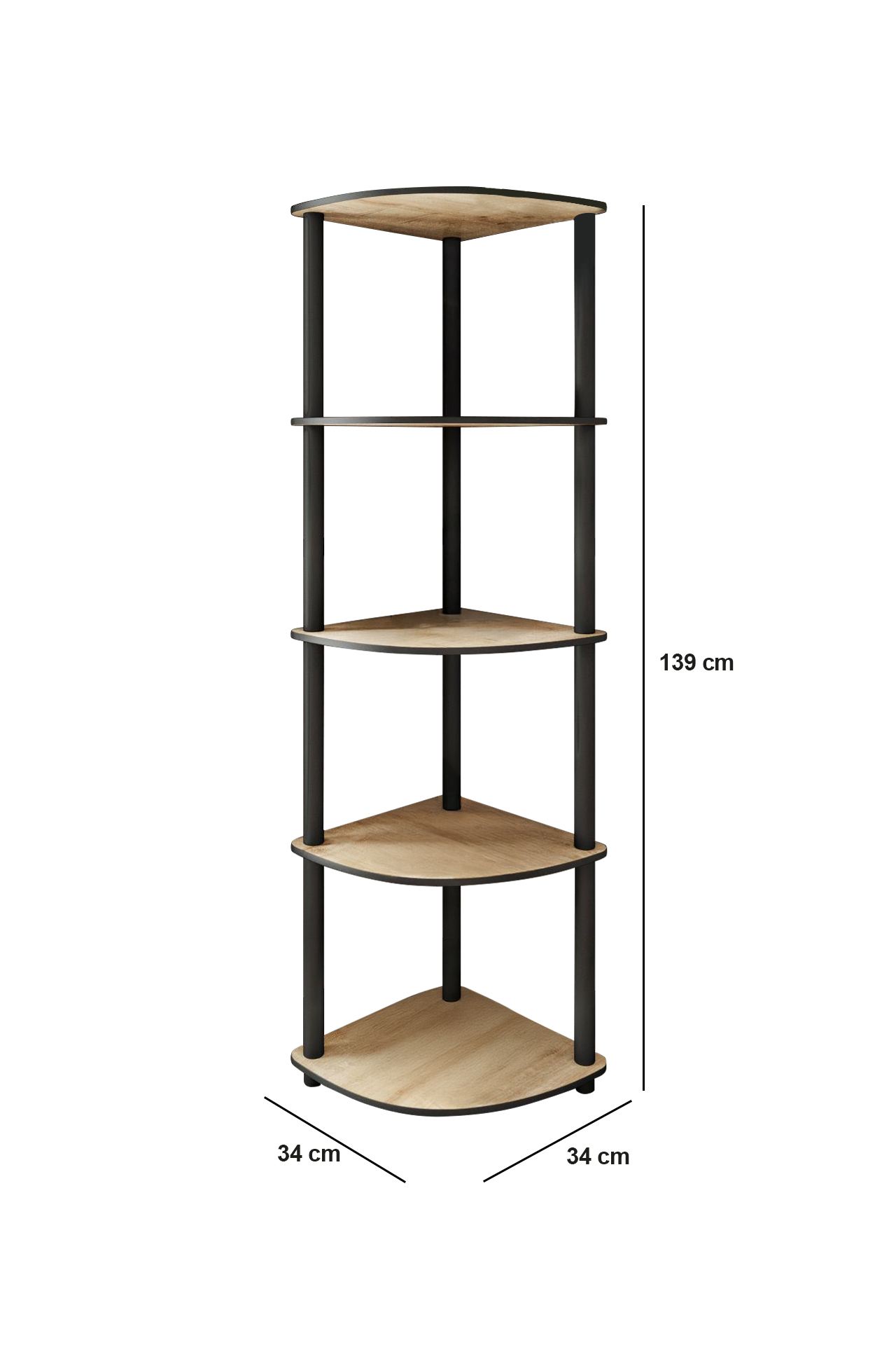 Bookcase 5 Corner - Oak