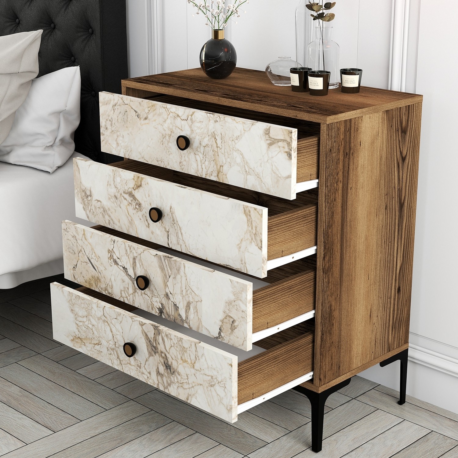 Lizbon 538 - Walnut, White Walnut White