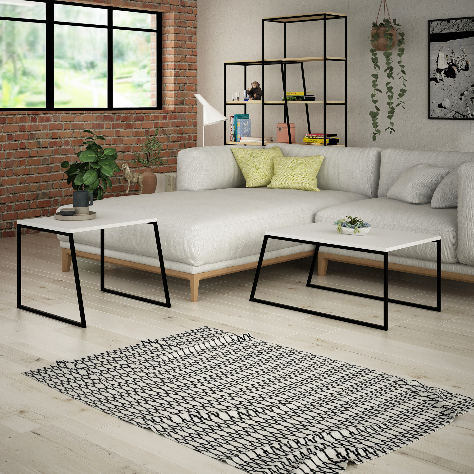 Pal Orta Sehpa - White White Black