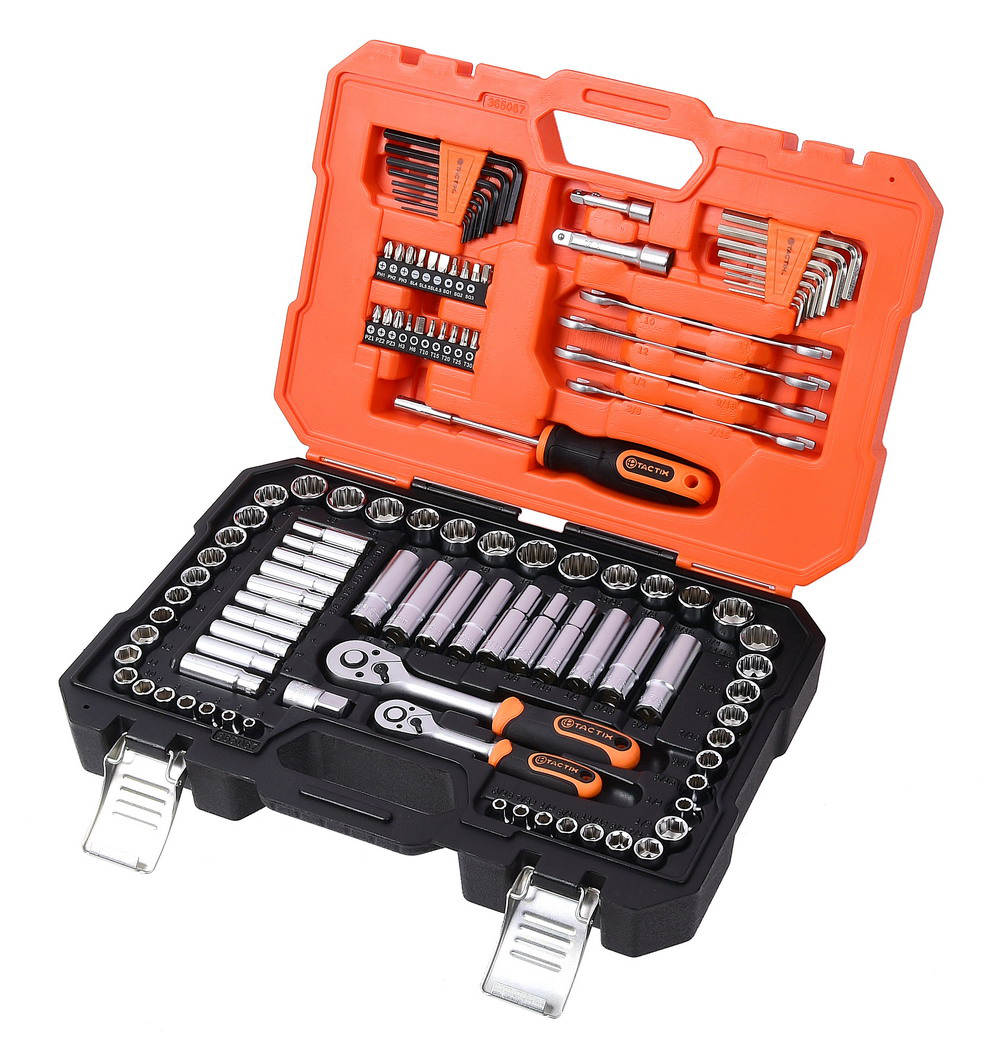TACTIX Set 110 del.nasadnih ključeva (1/4, 3/8,1/2)"sa čegrtaljkama 1/4" i 3/8" HEX/mm/col"