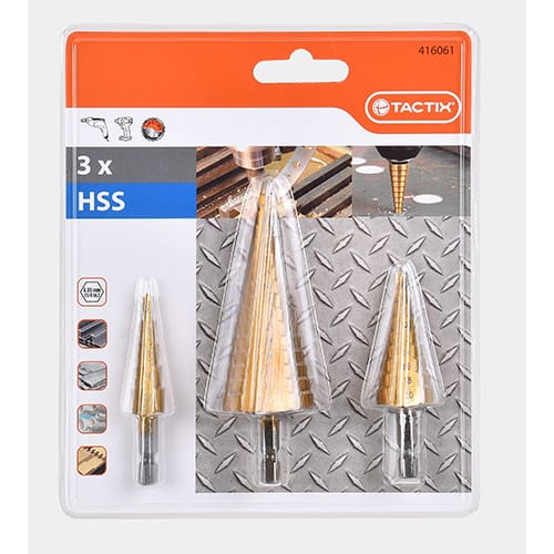TACTIX Set HSS stepenastih burgija za metal 3 kom TX416061