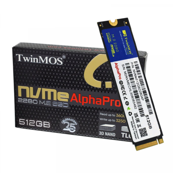 SSD M.2 NVMe TwinMOS 512GB, 3600MBs/3250MBs NVMe512GB2280AP