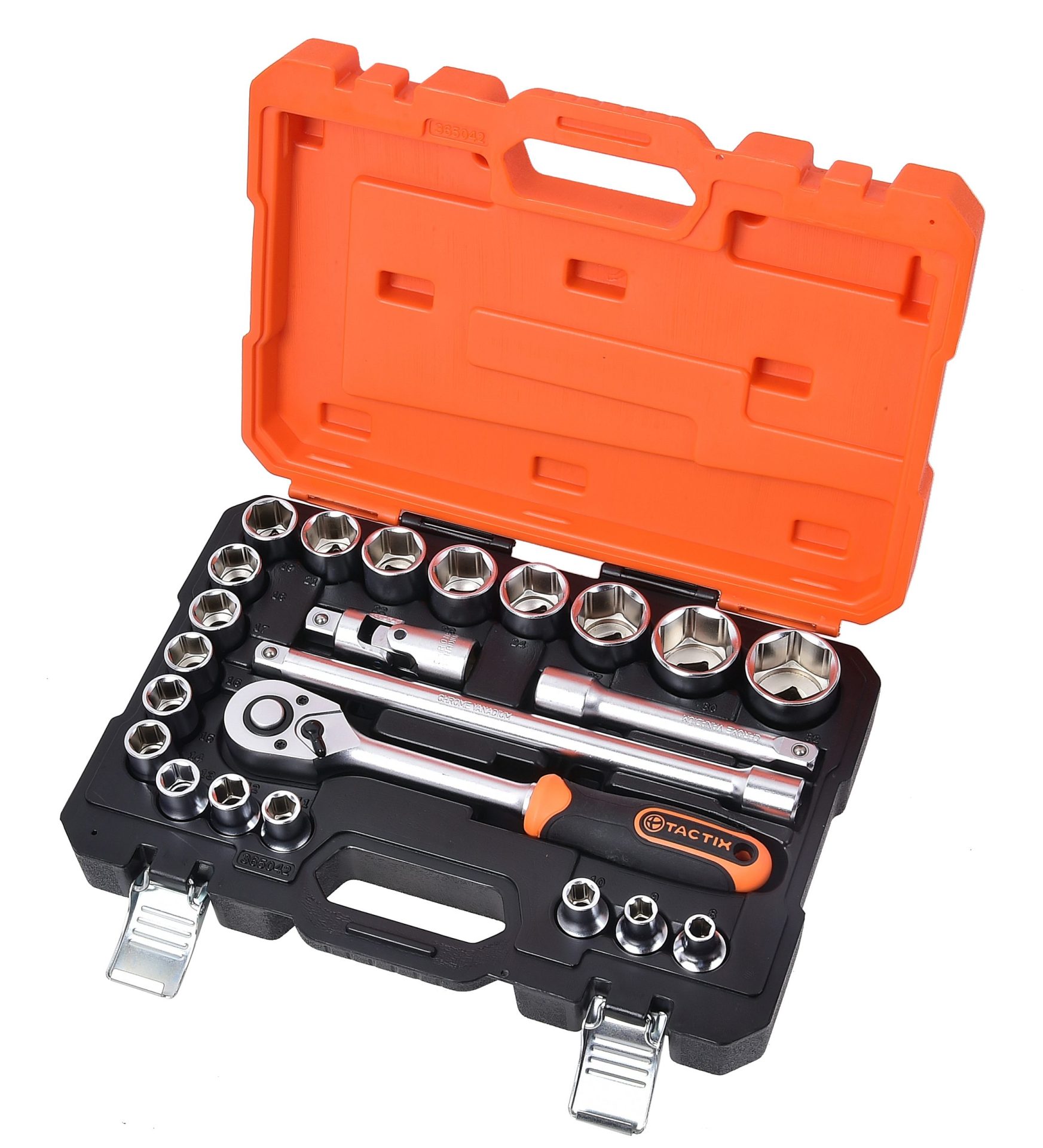 TACTIX Set 23 del. nasadnih ključeva sa čegrtaljkom 1/2" HEX/mm