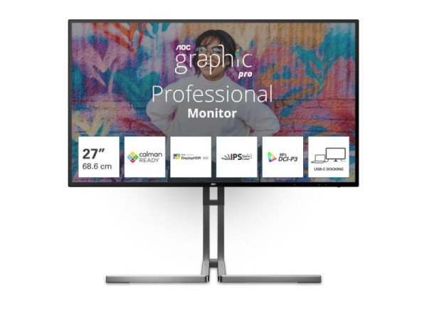Monitor 27" AOC U27U3CV IPS 3840X2160/60Hz/4ms/HDMI/DP/USB/VESA/pivot