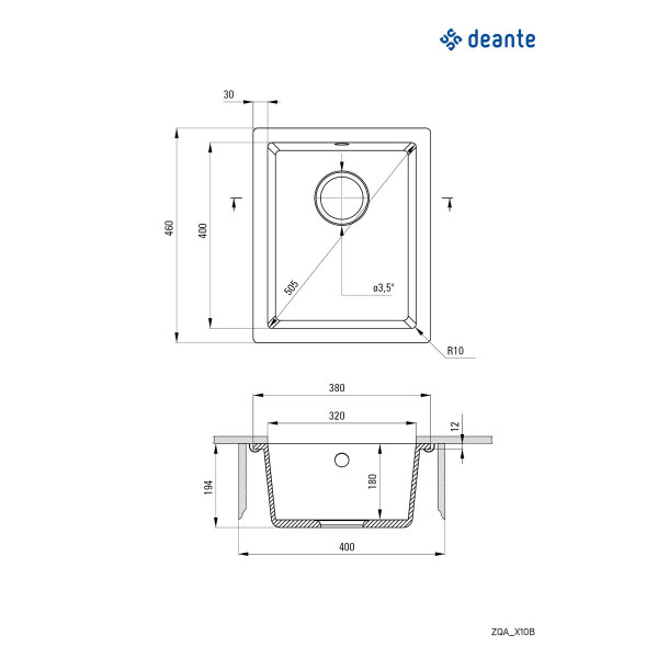 Deante Sudopera Corda undermount 38/MGRA ZQA G10B
