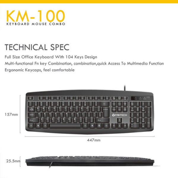 Tastatura + Mis USB Fantech GO KM-100 US crna