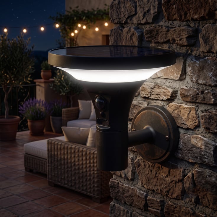 EUROLAMP solarna zidna lampa sa senzorom pokreta, 3.8W, 500lm, crna