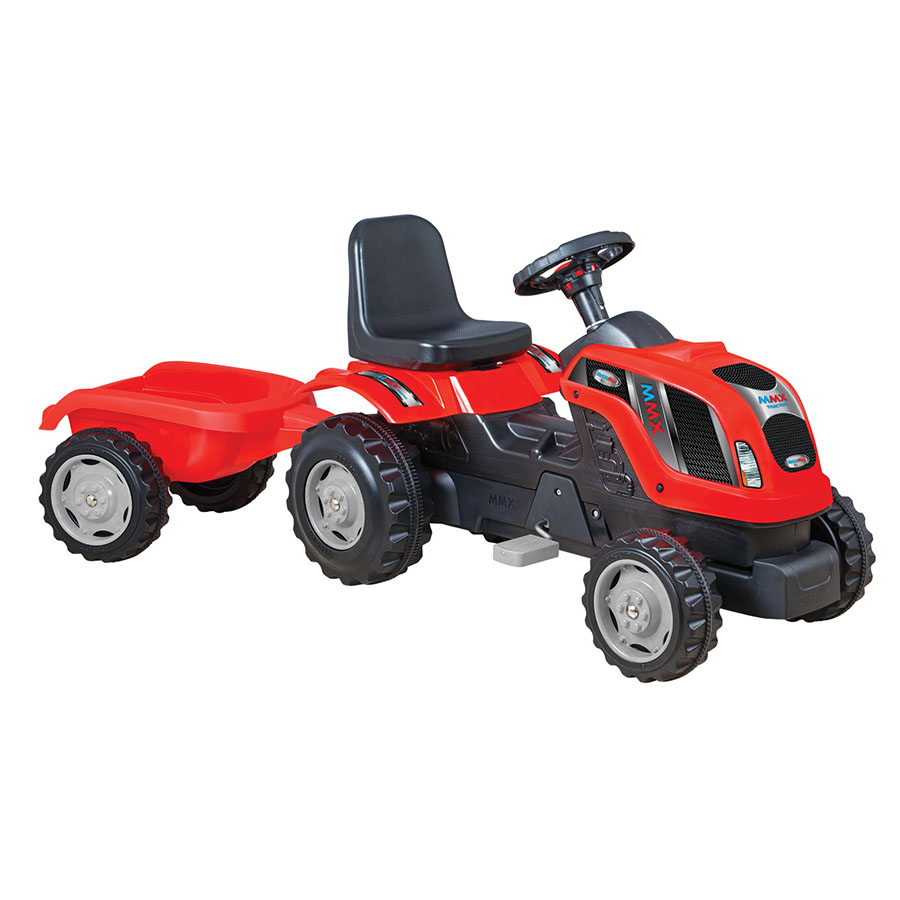 MMX Traktor na pedale sa prikolicom Crveni