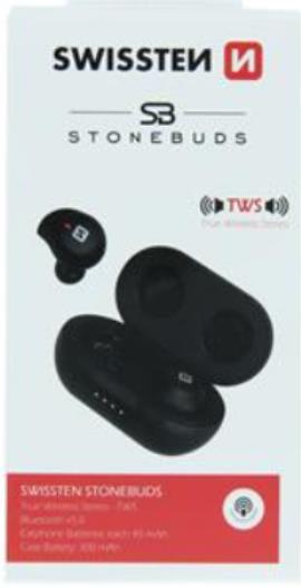 BLUETOOTH TWS EARPHONES SWISSTEN STONEBUDS BLACK